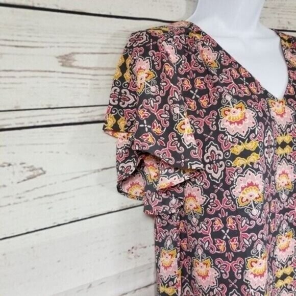 Loft Womens Short Sleeve Floral Maternity V-neck Shirt Blouse Flowy Size XS - Picture 3 of 7